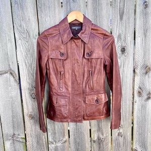 *Vince | Chestnut Brown, Buttery Leather Jacket Size XS